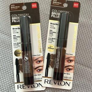 Revlon ColorStay Brow Fiber Filler Brow Gel, Medium  Brown 303 Set of 2